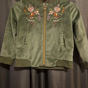 Arizona Jean Company Green Kids Jacket with Floral Embroidery